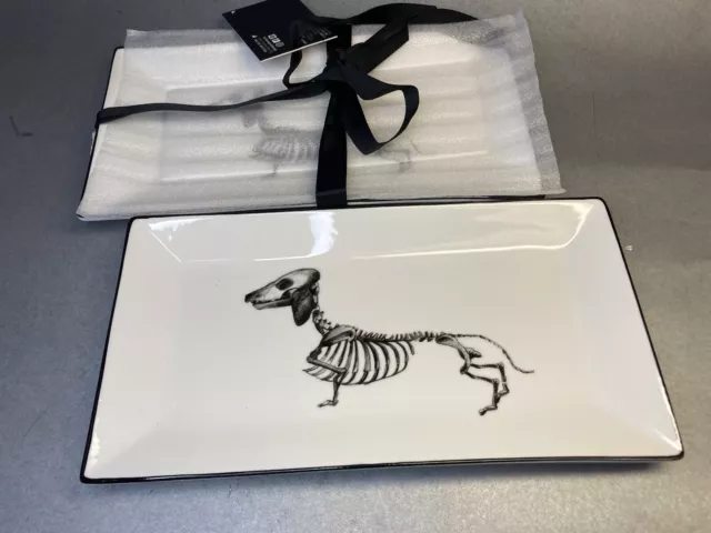 Wicked Ciroa Halloween Dachshund Wiener Dog Skeleton & Skull Platter Bone Plates