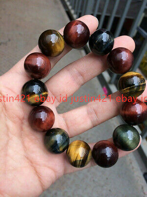 6-14MM Natural Colorful Tiger Eye Stone Gemstone Beads Men Jewelry Bracelet