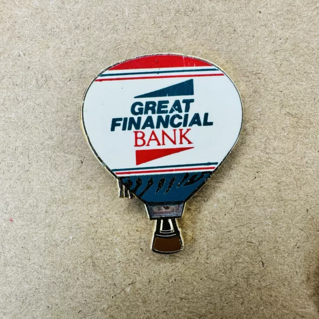 Hot Air Balloon Great Financial Bank Enamel Lapel Pin Hat Tie Tac P105