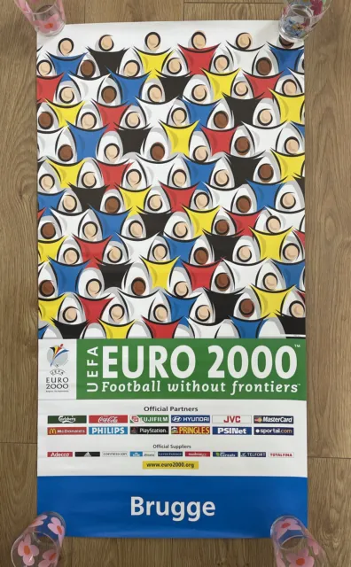 "Poster torneo ufficiale UEFA EURO 2000 Brugge vintage 20,5"" x 39,5""