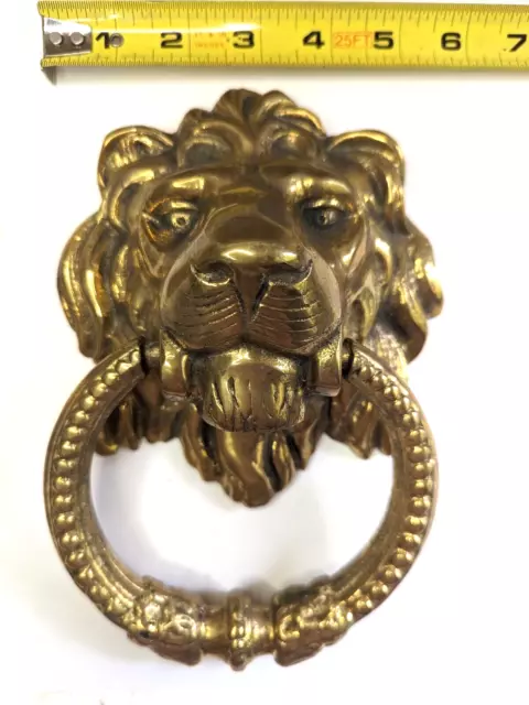 Vintage Large SOLID BRASS LION HEAD DOOR KNOCKER