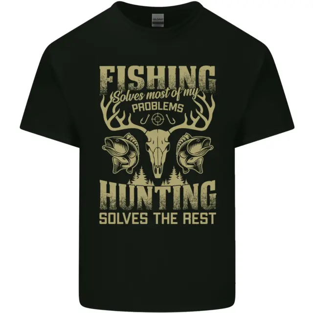 T-shirt da pesca e caccia pescatore cacciatore divertente da uomo cotone