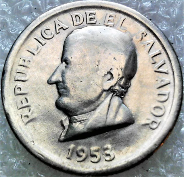1953 El Salvador 25 Centavos SILVER Coin