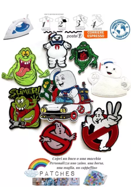 TOPPA PATCH QUALITÀ super Ghostbusters logo film vintage 9x8 cm  termoadesiva EUR 7,00 - PicClick IT