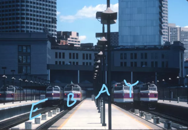MBTA F40PH-2 Group Boston MA 1988 Original Kodachrome