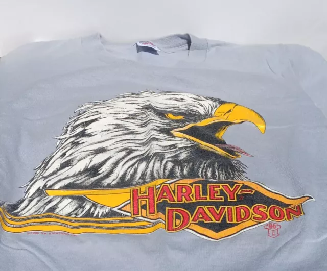 1980s Harley Davidson Auburn California, R K Stratman Eagle Tshirt, sz M, USA,