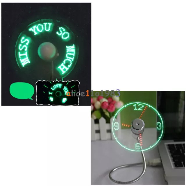 Tragbare USB 2.0 LED Mini Uhr Lüfter Kühlung blinkend Echtzeit Display Funktion 3