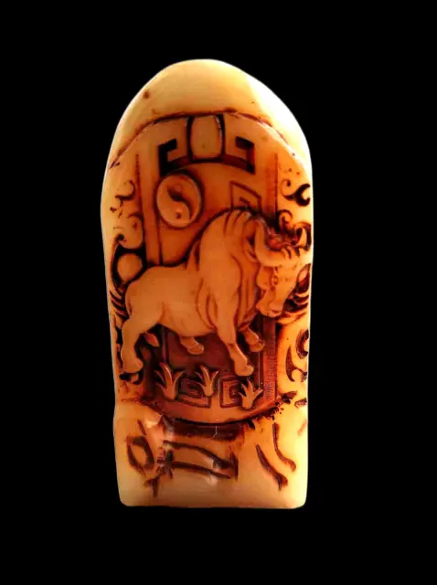 Antique Collection Hand Carved ShouShan Stone Cow Seal