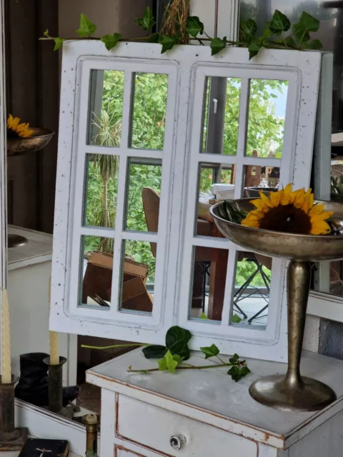 romantisches antik Stil Fenster Sprossenfenster mit Spiegel 49cm breit 58cm hoch