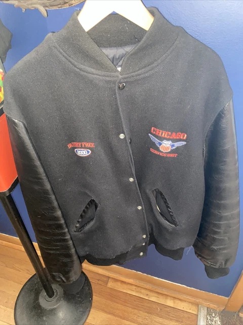 Vintage Embroidered Union Pacific Railroad Wool Leather Varsity Letterman Jacket