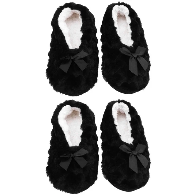 2 Pairs Stocks Épais Chaussettes De Sol Pantoufles D'intérieur Poilu