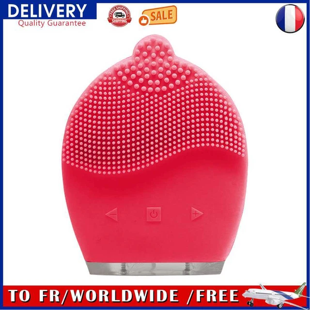 Handheld Silicone Face Cleansing Brush Portable Electric Massager (Red)