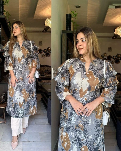 Women Wedding Wear Gift Dress Indian Handmade Party Wear Kurti Palazzo Gift Suit