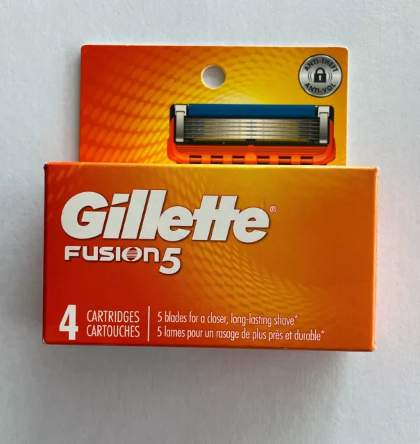 GILLETTE FUSION5 RAZOR Blades Refill 4 Cartridges, NEW FREE SHIP_6876 ...