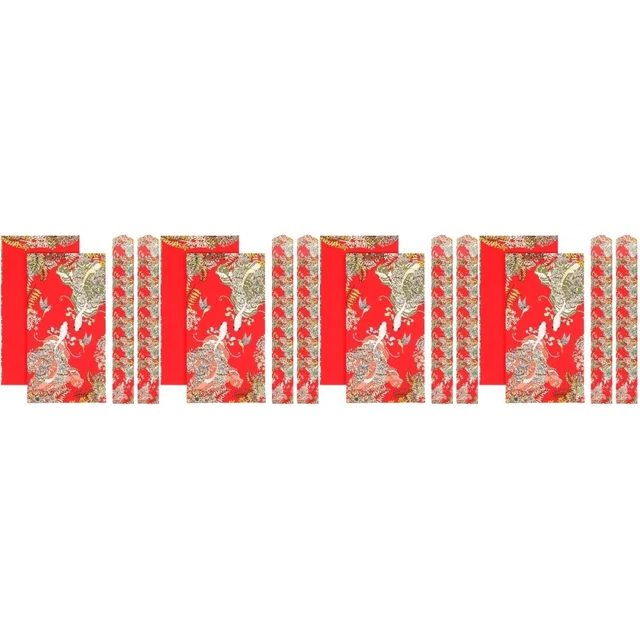 80 Pcs Bourse D'argent Enveloppes Rouges Papier Poches Chanceuses Chanceux