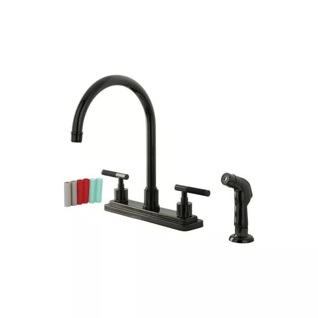 Kingston Brass NS8790DKLSP Water Onyx 8 inch centerset kitchen faucet with lever