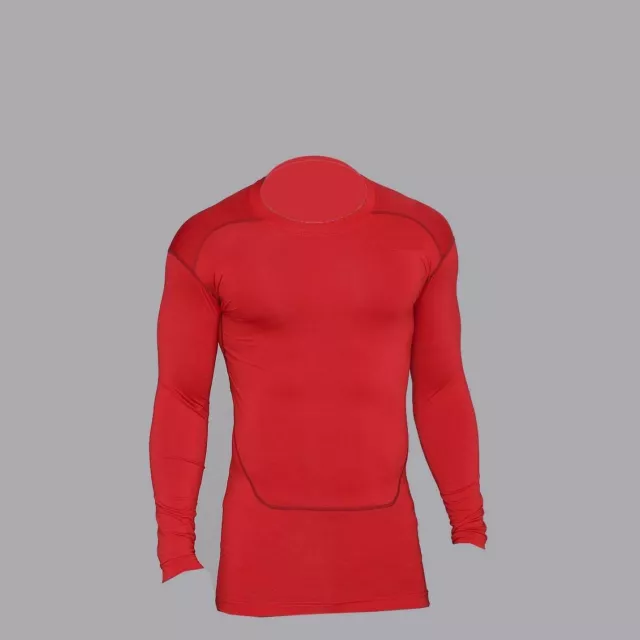 Mens Compression Armour Base Layer Top Long Sleeve Gym Thermal Sports Shirt Red