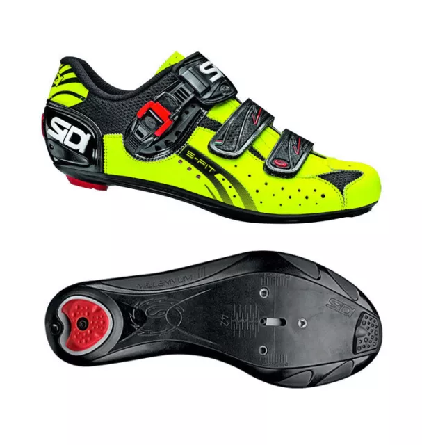 New Sidi Genius 5 Fit Cycling Shoes, Black Yellow Fluo, EU38-42