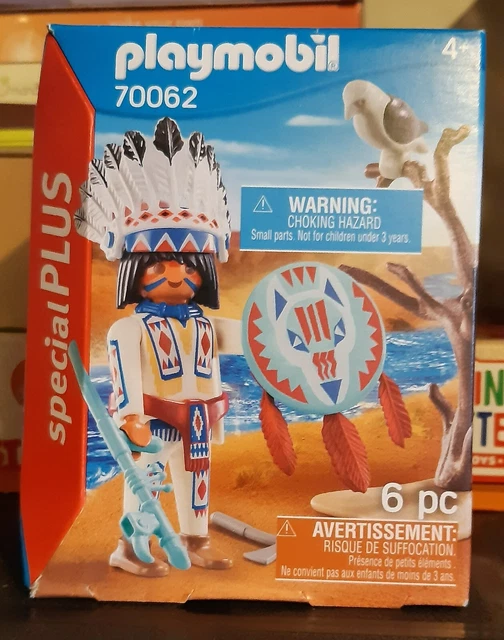 Playmobil Indian Chief Figure - Includes Shield And Spear (Sold In Bag)