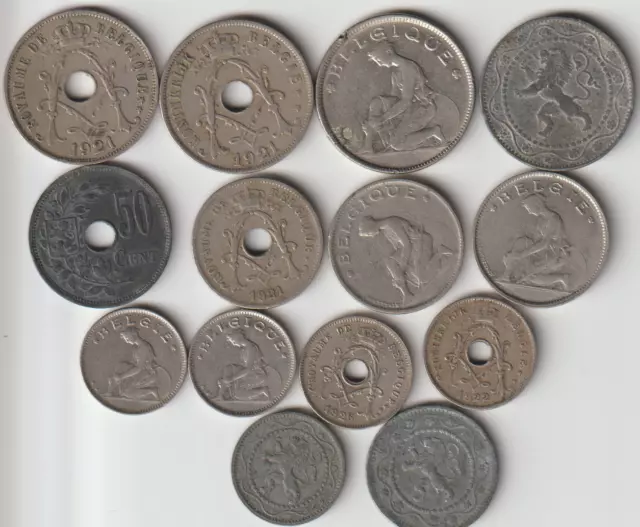 14 different world coins from BELGIUM - King Albert I