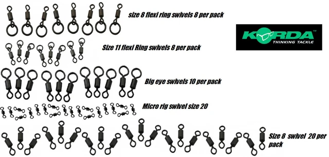 Korda Rig Swivels *All sizes Flexi Ring Big Eye Mini Rig*  PAY 1 POST