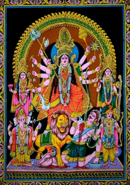 Tapestry Wall Hanging Goddess Lord Durga Maa Poster Throw Indian Mandala Decor