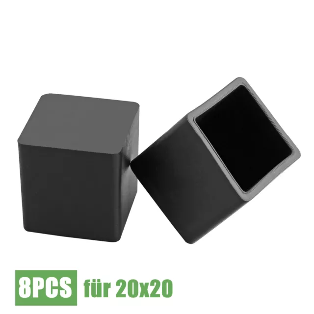 8x Endkappe Abdeckkappe Solarschiene Abdeckstopfen für 20x20mm PV Profil Schwarz