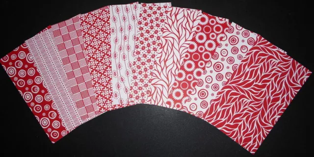 MONO RED & WHITE - 10 Scrapbooking/Cardmaking Papers - 15cm x 9.5cm  (6" x 3.7")