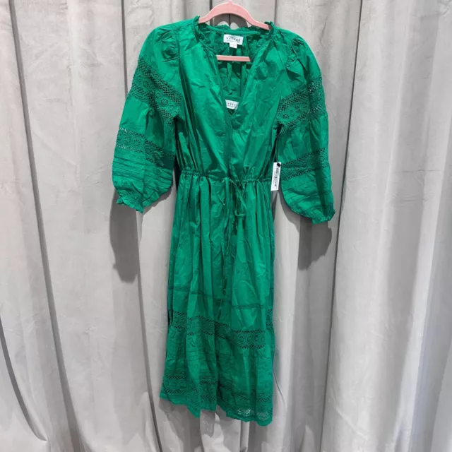 Velvet by Graham and Spencer Chanelle Cotton Lace Dress Green S NWT