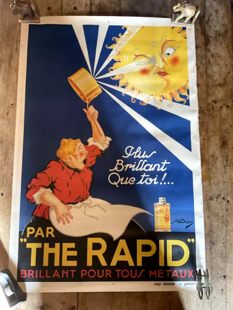 Affiche publicitaire Originale THE RAPID Metal Polish par Raoul Vion 1920