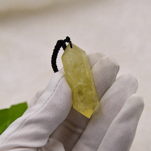 Natural Yellow Citrine Quartz Crystal Pendant Necklace Chakra Healing Stone Gift