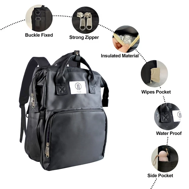 Leather Baby Diaper Backpack, Changing Station Multifunctional Waterproof Portab