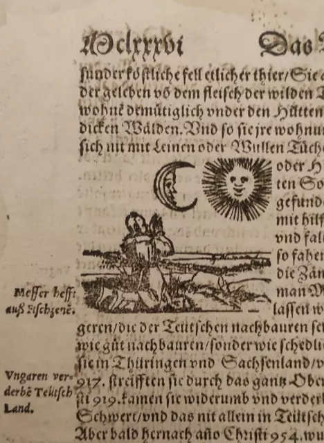 Preghiera Sole Luna Sebastian Munster Xilografia Miniata 1574