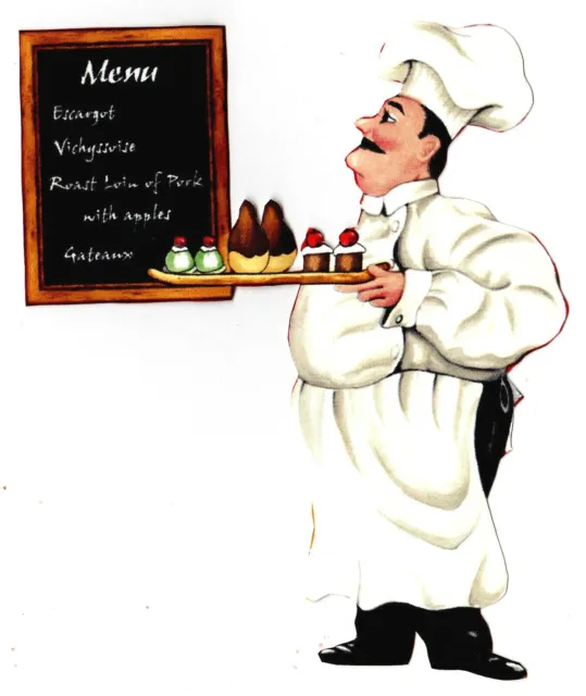 chalkboard italian chef wall decal cook prepasted 4.5 inch * new