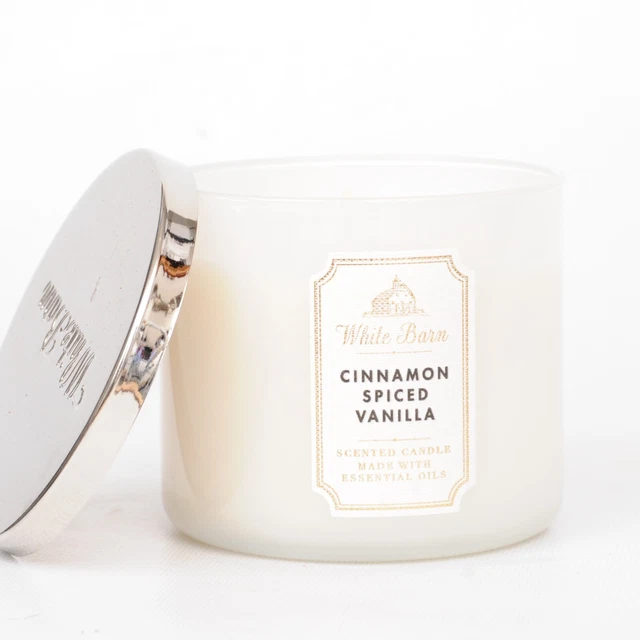 BATH & BODY Works White Barn Cinnamon Spiced Vanilla 3 Wick Candle 14.5