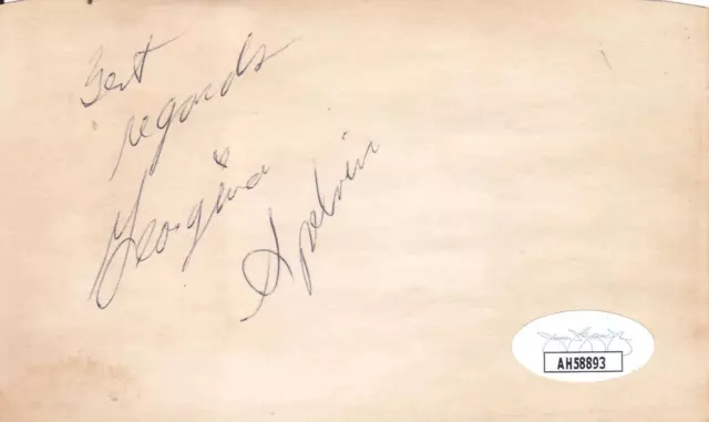 GEORGINA SPELVIN Signed 3x5 Index Card Actress/Police Academy JSA AH58893