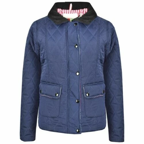 Bambini Giacche da Blu Scuro Trapuntato Imbottito Colletto con Bottoni Zip
