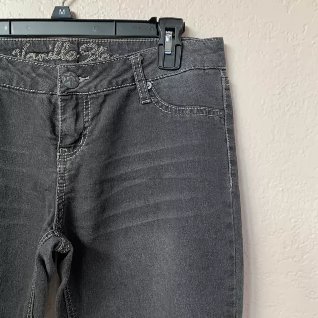 Vanilla Star Jeans Womens Juniors 9 Gray Skinny Cotton Denim Blend Distressed