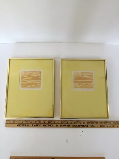 Pair of Mid Century Prints - Yellow Fields Harris G. Strong Bar Harbor Maine
