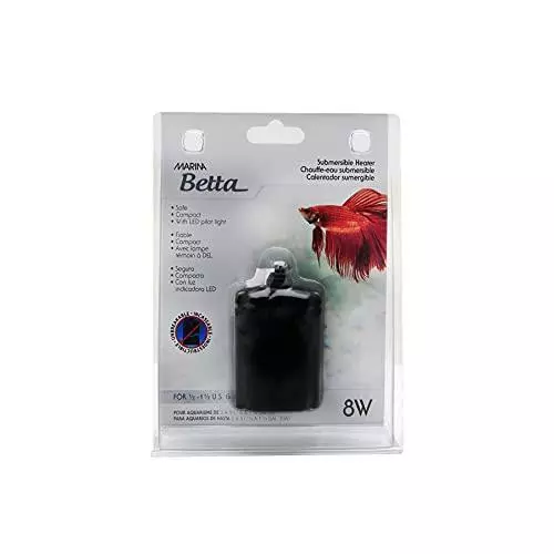 Marina Betta Fish Submersible Heater for Fish Tank Aquarium, 1.5 gallons