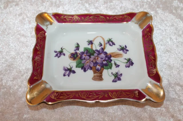 Limoges Aschenbecher Ascher Made in France Porzellan Art Deco Feilchen Blumen