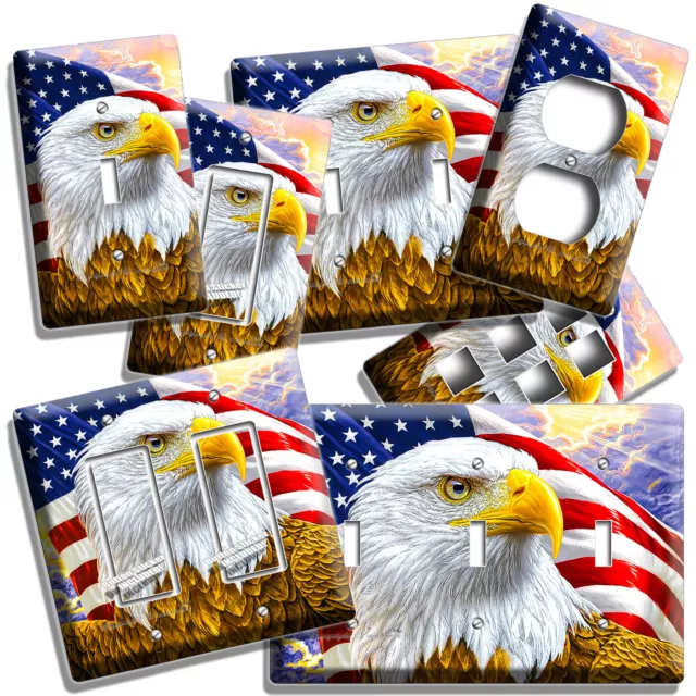 American Flag Bald Eagle Light Switch Outlet Wall Plate Patriotic Art Room Decor