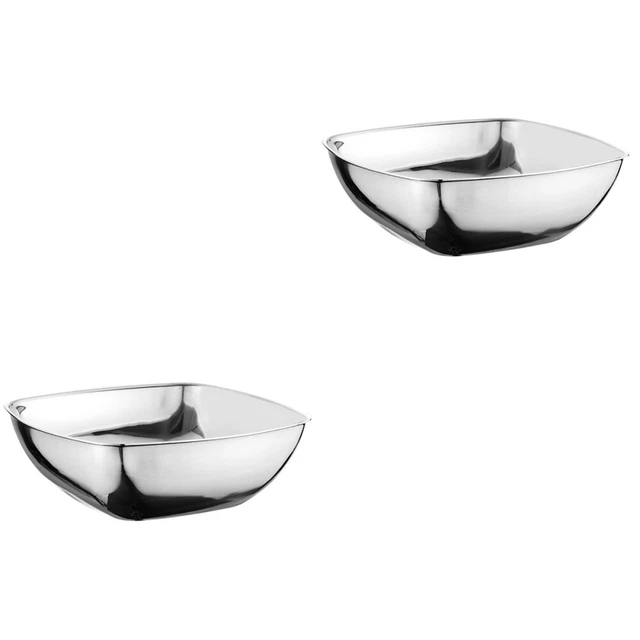 SET OF 2 Appetizer Saucer Stainless Steel Salad Bowl Rice Vegetable £12