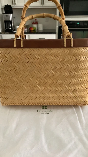 Kate Spade Santa Maria Anabel Wicker Tote, Bamboo Handles Light Tan/Straw Color 4
