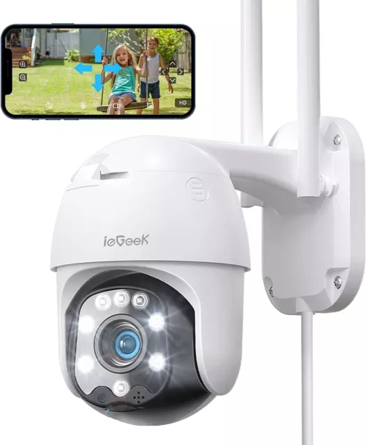 ieGeek Outdoor 360° Auto Tracking WiFi Security Camera Home Wired CCTV System UK