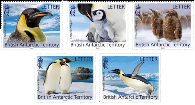 BRITISH ANTARCTIC TERRITORY 2023, EMPEROR PENGUINS (LETTER RATE), 5v., MNH