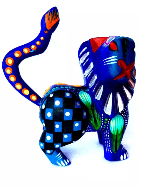 LION Alebrije Hand Painted Oaxacan Wood Carving Folk Art Oaxaca Mexico