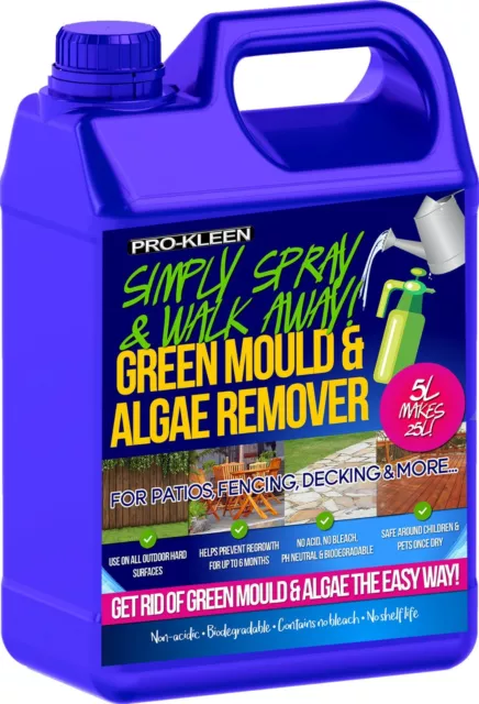 ProKleen Patio Cleaner Mould Algae Killer 5L 25% Stronger Drive Decking Fencing