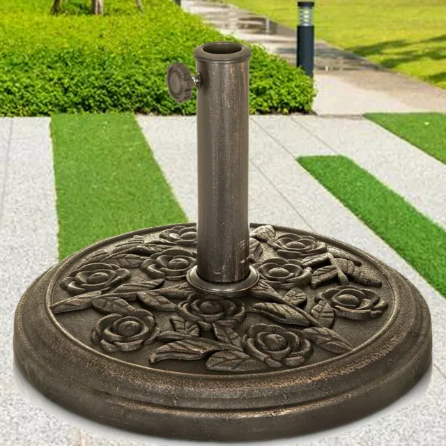 Cast Iron Round Umbrella Parasol Base Stand Patio Outdoor Garden Heavy Duty 9Kg