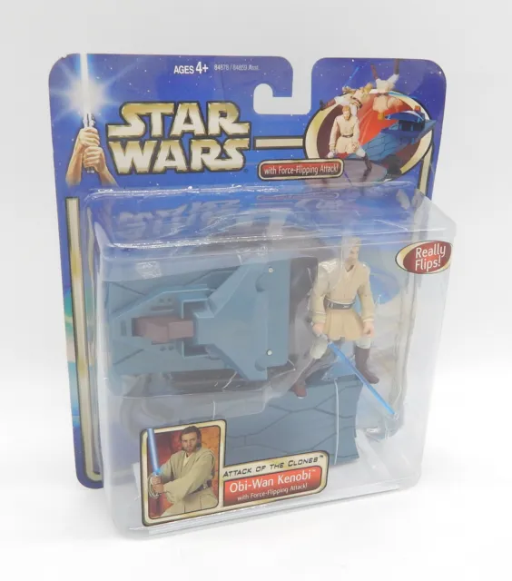 Hasbro STAR WARS Attack of the Clones Obi-Wan Kenobi Force-Flipping Attack - MOC